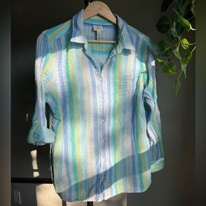 Multicolor Striped Cotton Button Down Shirt